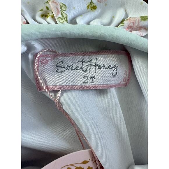 NWT SweetHoney Mary One Piece Swimsuit Ocean Isle Pink Check Green Floral 2T - Picture 5 of 7